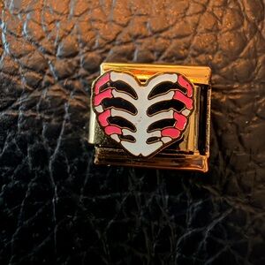 Gold-Toned Italian Charm with Skeleton Heart Design
